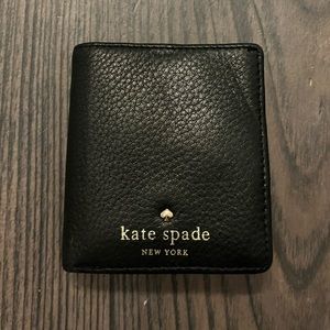 Kate Spade Black Pebble Leather thin Snap Wallet